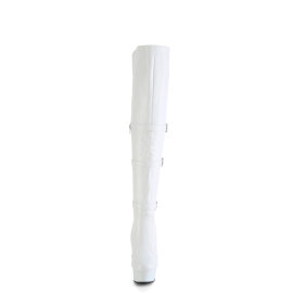 Pleaser DELIGHT-3018 Stivali Sopra Il Ginocchio Con Plateau Similpelle Bianco EU-39 / US-9
