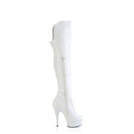 Pleaser DELIGHT-3018 Stivali Sopra Il Ginocchio Con Plateau Similpelle Bianco EU-39 / US-9
