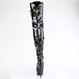 Pleaser DELIGHT-3022 Stivali Sopra Il Ginocchio Con Plateau Vernice Nero EU-36 / US-6