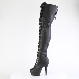 Pleaser DELIGHT-3022 Stivali Sopra Il Ginocchio Con Plateau Similpelle Nero EU-36 / US-6