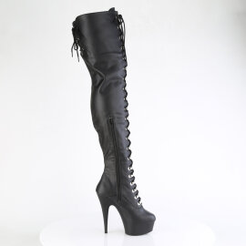 Pleaser DELIGHT-3022 Stivali Sopra Il Ginocchio Con Plateau Similpelle Nero EU-36 / US-6