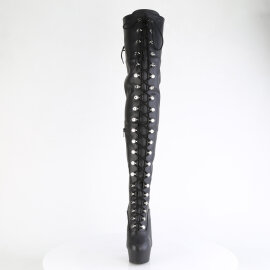 Pleaser DELIGHT-3022 Stivali Sopra Il Ginocchio Con Plateau Similpelle Nero EU-37 / US-7