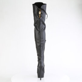 Pleaser DELIGHT-3022 Stivali Sopra Il Ginocchio Con Plateau Similpelle Nero EU-37 / US-7