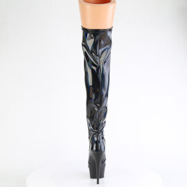 Pleaser DELIGHT-3029 Stivali Sopra Il Ginocchio Con Plateau Vernice Holo Nero EU-36 / US-6
