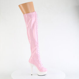 Pleaser DELIGHT-3029 Stivali Sopra Il Ginocchio Con Plateau Vernice Rosa EU-35 / US-5