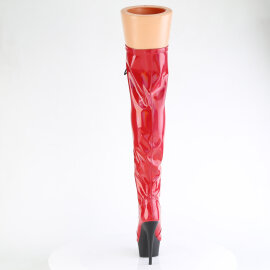 Pleaser DELIGHT-3029 Stivali Sopra Il Ginocchio Con Plateau Vernice Holo Rosso EU-36 / US-6
