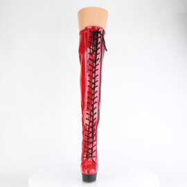Pleaser DELIGHT-3029 Stivali Sopra Il Ginocchio Con Plateau Vernice Holo Rosso EU-38 / US-8