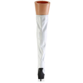 Pleaser DELIGHT-3029 Stivali Sopra Il Ginocchio Con Plateau Vernice Holo Bianco EU-35 / US-5