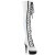Pleaser DELIGHT-3029 Stivali Sopra Il Ginocchio Con Plateau Vernice Holo Bianco EU-38 / US-8