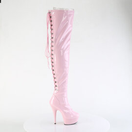 Pleaser DELIGHT-3063 Stivali Sopra Il Ginocchio Con Plateau Vernice Rosa EU-36 / US-6