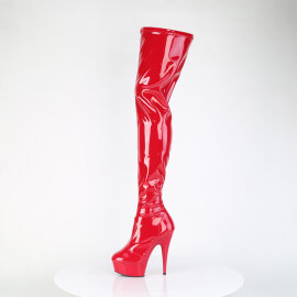 Pleaser DELIGHT-4000 Stivali Sopra Il Ginocchio Con Plateau Vernice Rosso EU-36 / US-6