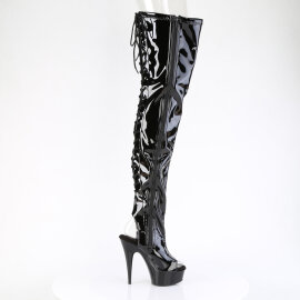 Pleaser DELIGHT-4017 Stivali Sopra Il Ginocchio Con Plateau Vernice Nero EU-41 / US-11