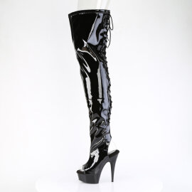 Pleaser DELIGHT-4017 Stivali Sopra Il Ginocchio Con Plateau Vernice Nero EU-35 / US-5