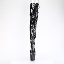 Pleaser DELIGHT-4017 Stivali Sopra Il Ginocchio Con Plateau Vernice Nero EU-37 / US-7