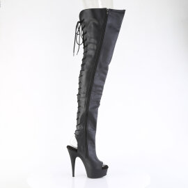 Pleaser DELIGHT-4019 Stivali Sopra Il Ginocchio Con Plateau Similpelle Nero EU-42 / US-12