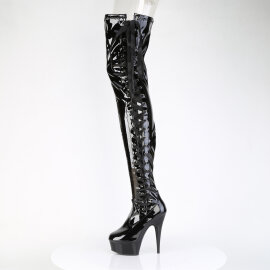 Pleaser DELIGHT-4050 Stivali Sopra Il Ginocchio Con Plateau Vernice Nero EU-37 / US-7