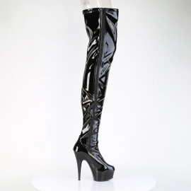 Pleaser DELIGHT-4050 Stivali Sopra Il Ginocchio Con Plateau Vernice Nero EU-42 / US-12