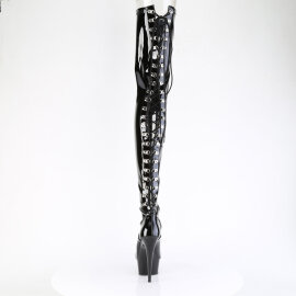 Pleaser DELIGHT-4063 Stivali Sopra Il Ginocchio Con Plateau Vernice Nero EU-35 / US-5