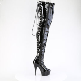 Pleaser DELIGHT-4063 Stivali Sopra Il Ginocchio Con Plateau Vernice Nero EU-35 / US-5