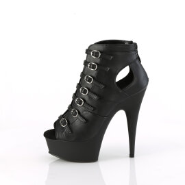 Pleaser DELIGHT-600-11 Stivaletti Con Plateau Similpelle Nero EU-35 / US-5
