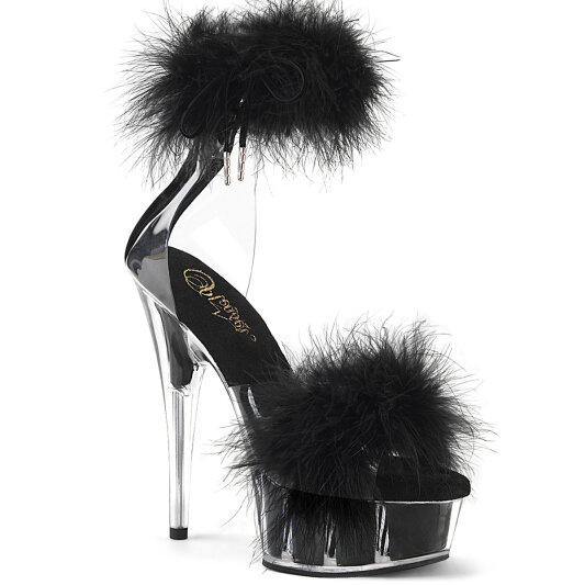 Pleaser DELIGHT-624F Sandali Con Plateau Trasparente Nero EU-41 / US-11