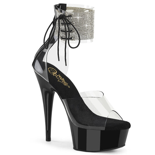 Pleaser DELIGHT-624RS Sandali Con Plateau Trasparente Strass Trasparente EU-37 / US-7