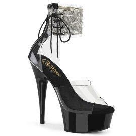 Pleaser DELIGHT-624RS Sandali Con Plateau Trasparente Strass Trasparente EU-38 / US-8