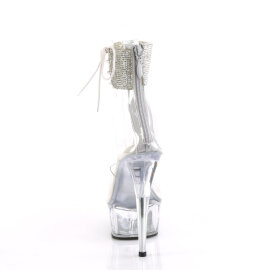 Pleaser DELIGHT-624RS Sandali Con Plateau Trasparente Strass Trasparente Argento EU-37 / US-7