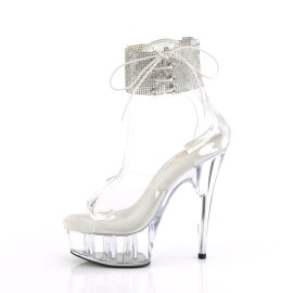 Pleaser DELIGHT-624RS Sandali Con Plateau Trasparente Strass Trasparente Argento EU-39 / US-9