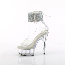 Pleaser DELIGHT-624RS-02 Sandali Con Plateau Trasparente Strass Trasparente EU-37 / US-7