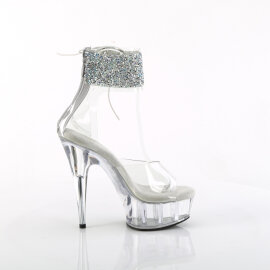 Pleaser DELIGHT-624RS-02 Sandali Con Plateau Trasparente Strass Trasparente EU-37 / US-7