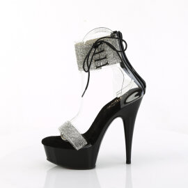 Pleaser DELIGHT-627RS Sandali Con Plateau Trasparente Strass Nero EU-38 / US-8