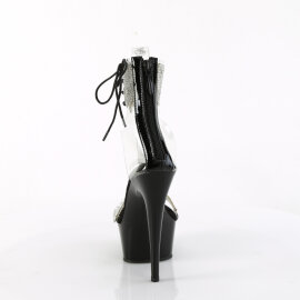 Pleaser DELIGHT-627RS Sandali Con Plateau Trasparente Strass Nero EU-38 / US-8