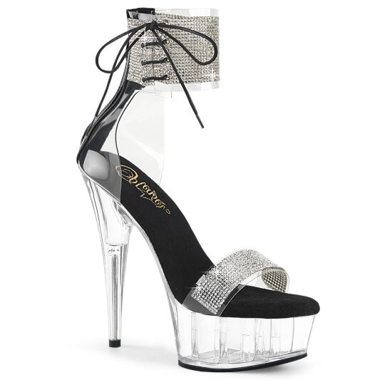 Pleaser DELIGHT-627RS Sandali Con Plateau Trasparente Strass Trasparente EU-40 / US-10