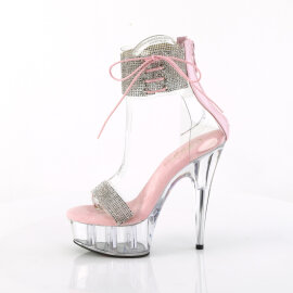 Pleaser DELIGHT-627RS Sandali Con Plateau Trasparente Strass Argento EU-35 / US-5