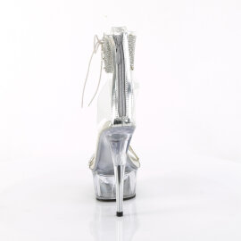 Pleaser DELIGHT-627RS Sandali Con Plateau Trasparente Strass Trasparente Argento EU-42 / US-12