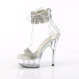 Pleaser DELIGHT-627RS Sandali Con Plateau Trasparente Strass Trasparente Argento EU-37 / US-7