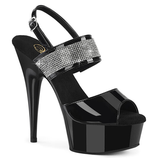 Pleaser DELIGHT-639 Sandali Con Plateau Vernice Nero EU-40 / US-10