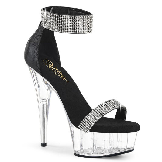 Pleaser DELIGHT-641 Sandali Con Plateau Tessuto Trasparente Nero EU-35 / US-5
