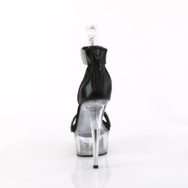 Pleaser DELIGHT-641 Sandali Con Plateau Tessuto Trasparente Nero EU-35 / US-5