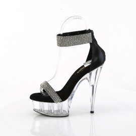 Pleaser DELIGHT-641 Sandali Con Plateau Tessuto Trasparente Nero EU-39 / US-9