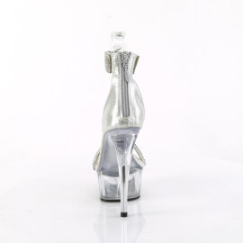 Pleaser DELIGHT-641 Sandali Con Plateau Tessuto Trasparente Argento EU-40 / US-10