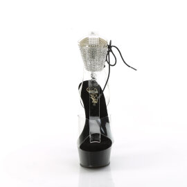 Pleaser DELIGHT-691-2RS Sandali Con Plateau Trasparente Strass Nero EU-37 / US-7