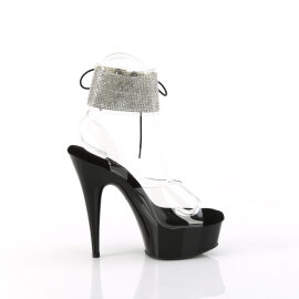 Pleaser DELIGHT-691-2RS Sandali Con Plateau Trasparente Strass Nero EU-35 / US-5