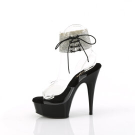 Pleaser DELIGHT-691-2RS Sandali Con Plateau Trasparente Strass Nero EU-36 / US-6