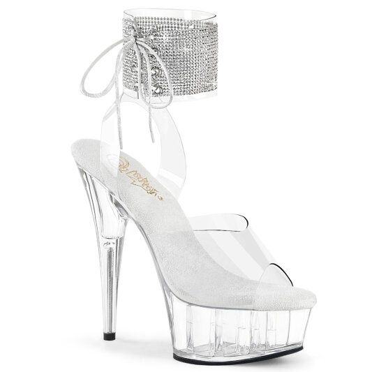 Pleaser DELIGHT-691-2RS Sandali Con Plateau Trasparente Strass Trasparente EU-36 / US-6