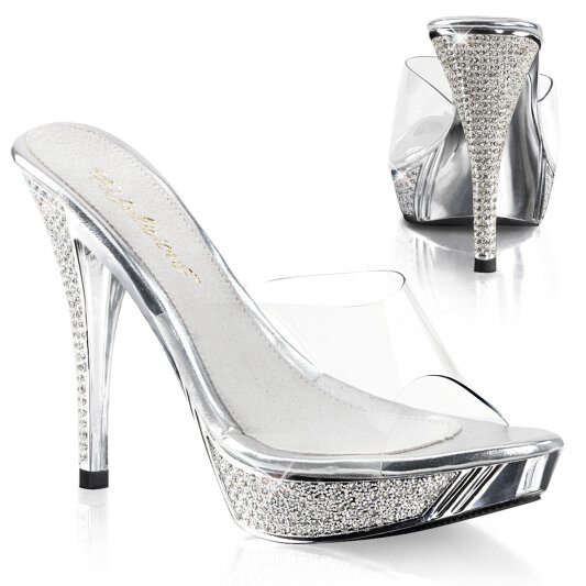 Fabulicious ELEGANT-401 Mules Con Plateau Cromato Trasparente Argento EU-36 / US-6