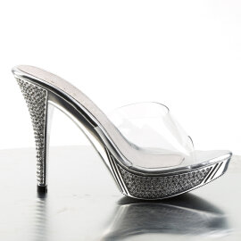 Fabulicious ELEGANT-401 Mules Con Plateau Cromato Trasparente Argento EU-36 / US-6