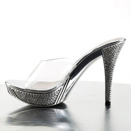 Fabulicious ELEGANT-401 Mules Con Plateau Cromato Trasparente Argento EU-40 / US-10