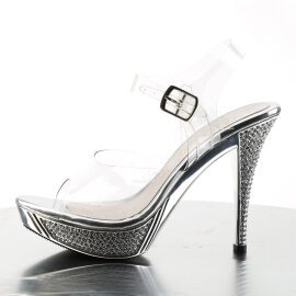 Fabulicious ELEGANT-408 Sandali Con Plateau Cromato Trasparente Argento EU-40 / US-10